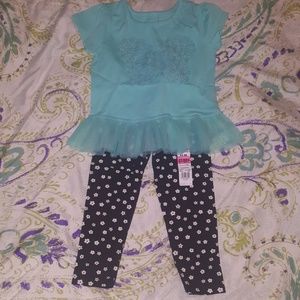 NWT Tulle Peplum Top and Printed Leggings